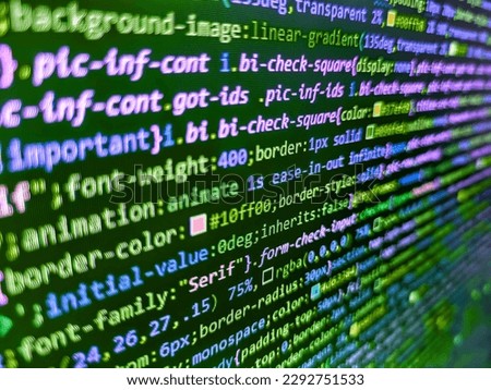 Freeware open source project. Information technology website coding standards for web design Desktop PC monitor photo. Green color becomes the most dominant color