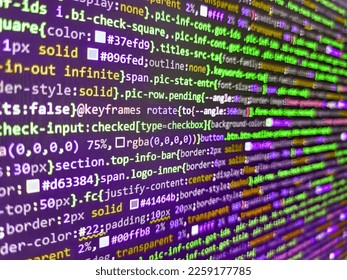 Freeware open source project. Software developer programming code. Website design. Coding application by programmer developer. Notebook closeup photo. Computer script typing work. Code background