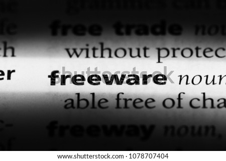 freeware word in a dictionary. freeware concept
