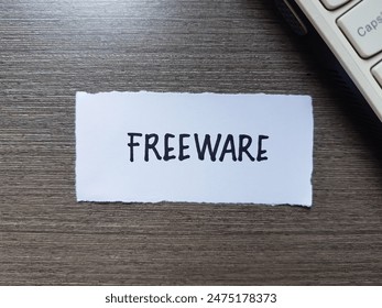 Freeware writting on table background.
