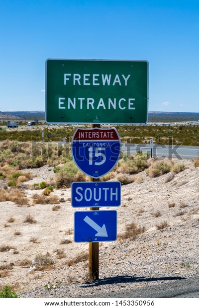 Freeway entrance sign near Las Vegas,\
Nevada, United States of America, North\
America