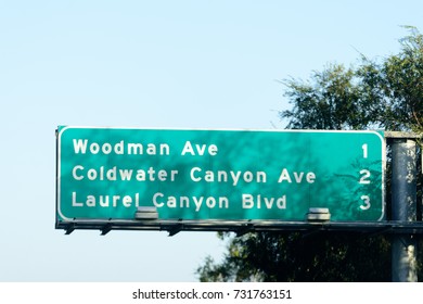 Freeway Exit Sign On U.S. Route 101 In California