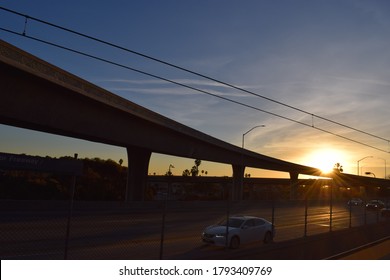 Freeway Ramp At The 110/105 Interchange In Los Angeles.