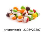 Freeze Dried Rainbow Candies Isolated on a White Background