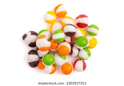 Freeze Dried Rainbow Candies Isolated on a White Background - Shutterstock ID 2303927313