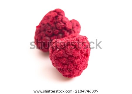 Freeze Dried Raspberries on a White Background