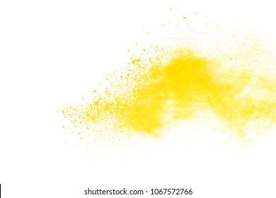 Abstract Yellow Powder Explosion On White Stock Photo (Edit Now) 1066786997