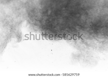 Freeze motion explosion of white dust on a black background. abstract powder splatted 
