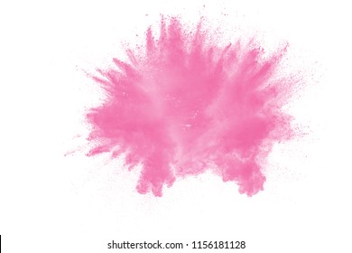 Freeze motion of pink color powder explosion.