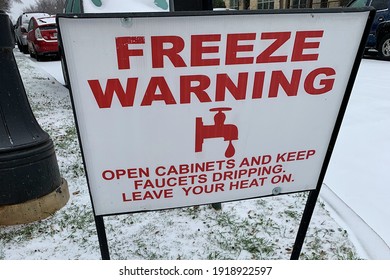 Freeze Warning Sign For Inclement Weather