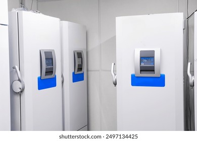 Freezer at -80 C used for freezing samples ahead of chemical or biochemical analysis - Powered by Shutterstock