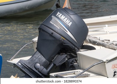 Fregene, Italy - August 30, 2020: Yamaha Outboard Engine