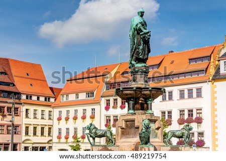 Freiberg old town at the Obermarkt in Saxony, Germany Stock photo © 