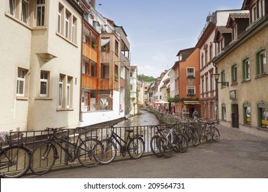 FREIBURG IM BREISGAU, GERMANY - AUGUST 6, 2014: Area "Little Venice" in Freiburg, a city in the south-western part of Germany in the Baden-Wurttemberg state.
