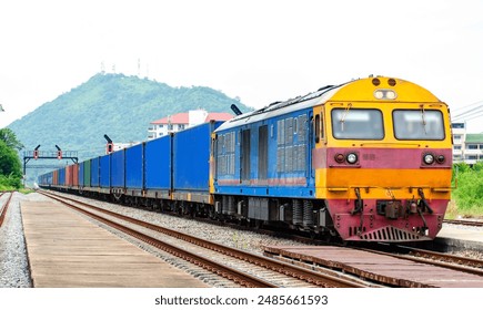 freight train container loading container Bangkok Port