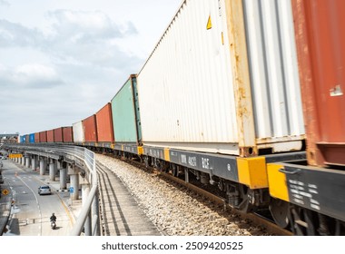 freight train container loading container Bangkok Port