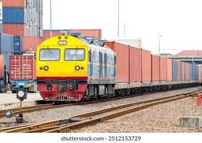 freight train container loading container Bangkok Port