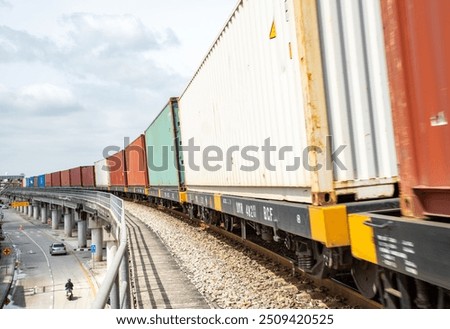 freight train container loading container Bangkok Port
