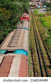 Freight train, in operation logistics. Sao Paulo state, Brazil - Shutterstock ID 2168249489