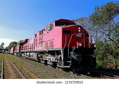 Freight train, in operation logistics. Sao Paulo state, Brazil - Shutterstock ID 2176729815