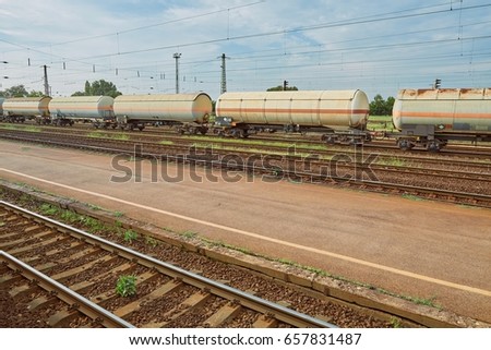 Freight train passing by with blur