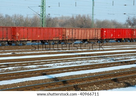 Freight train in winter