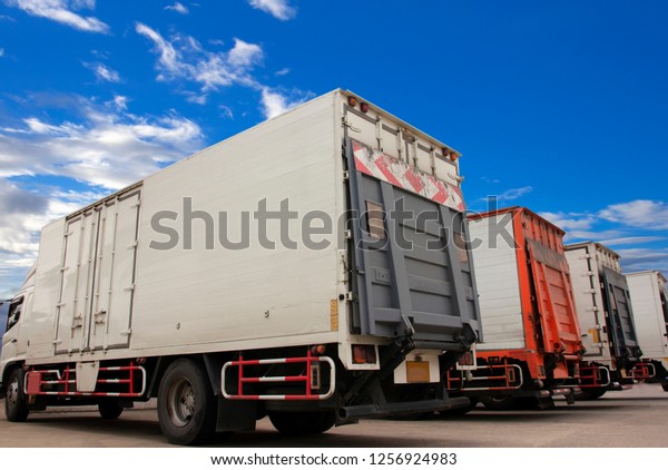 Freight transportation. Truck parked in Depot\
waiting for loading the\
cargo.
