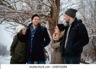 Freinds Having Fun On A Snowy Day