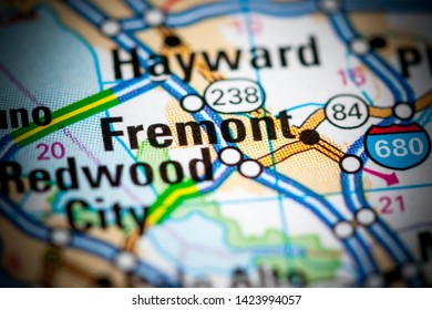 Fremont. California. USA On A Map