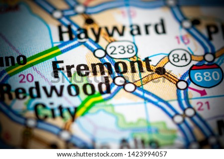 Fremont. California. USA on a map