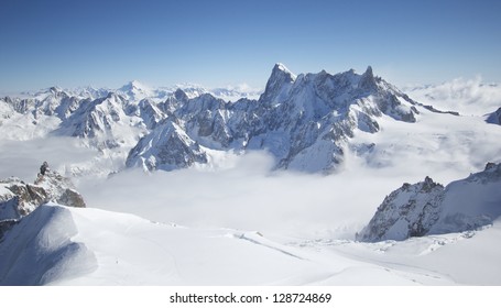 French alps panorama from Aiguille du midi station