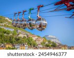 French Architecture Grenoble city and Cable car with Panorama