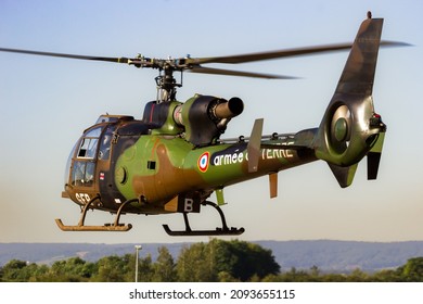 French Army Aerospatiale SA342M Gazelle Helicopter Taking Off. France - August 24, 2016