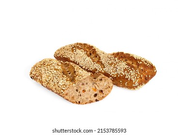 French baguette, bread baguette, crispy rye flour baguette isolated on white background