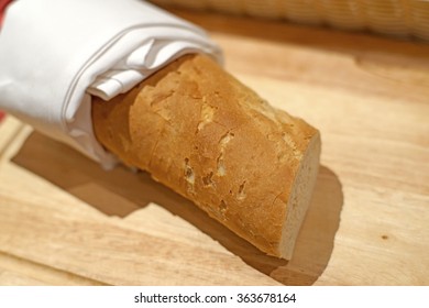 French Baguette For Breakfast Meal On Buffet Line