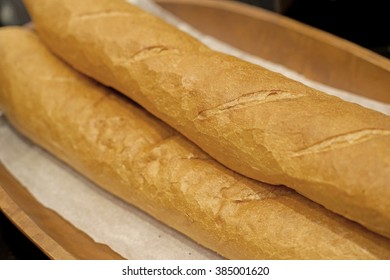 French Baguette For Breakfast Meal On Buffet Line