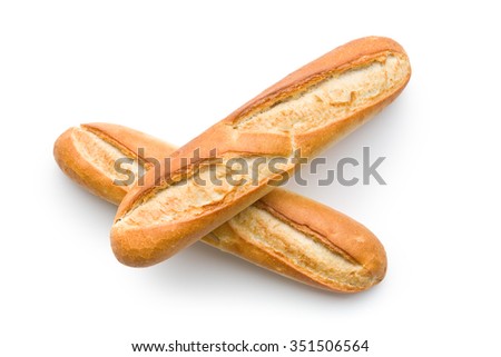french baguettes on white background