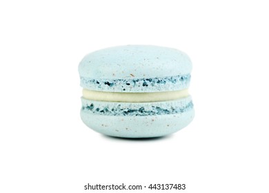 French Blue Macaron Isolated On A White