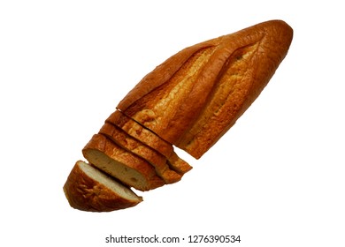 French bread sliced isolated on white background. 
