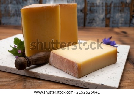French cheese collection, comte cheese made from unpasteurized cow's milk in Franche-Comte region, France