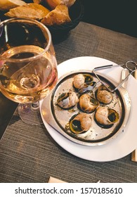 French Cuisine Snails Escargot And Wine