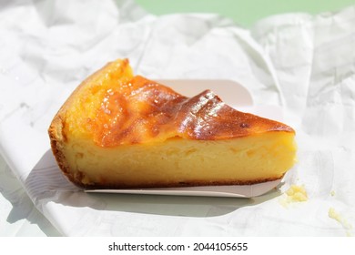 French Custard Pie, Parisian Flan, Delicious Simple Recipe, Classic Dessert, Delightful Cake, White Paper Background