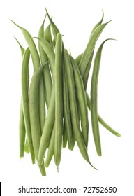 French Cut Green String Beans Isolated On White With A Clipping Path.