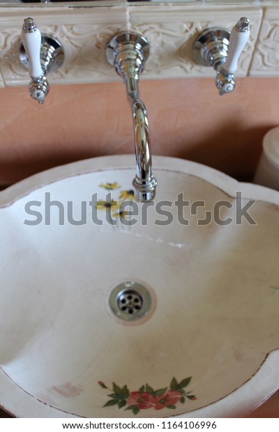 French Design Handpainted Sink Metal Faucet Stock Photo Edit Now
