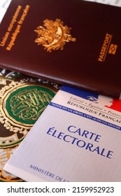 French Election.  Polling Card, Passport And Quran.  05-30-2019