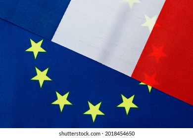 French And European Union Flags Together.