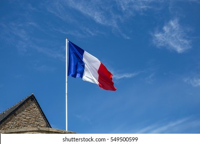 French Flag Waving In The Wind