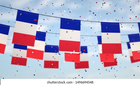 French flags in the sky with confetti. - Powered by Shutterstock