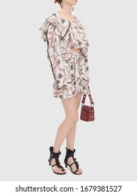 The French Floral Off Shoulder Mini Cocktail Dress Features A Mini Silhouette, Square Cut Neckline, And Bold Sleeves With Tie Detailing.