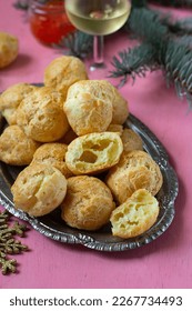 French fluffy savoury cheese puffs gougeres for cocktails or parties - Shutterstock ID 2267734493